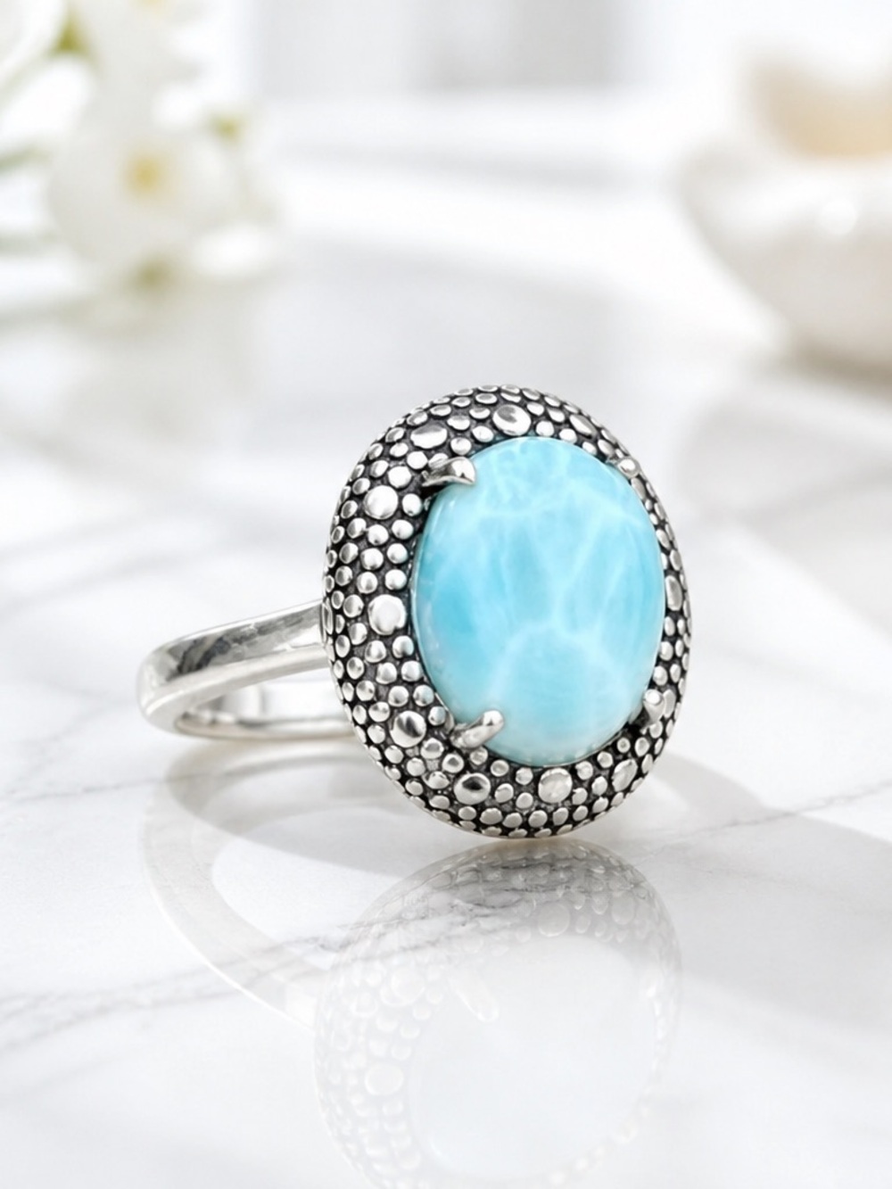 NEW! Larimar Sterling Silver Ring